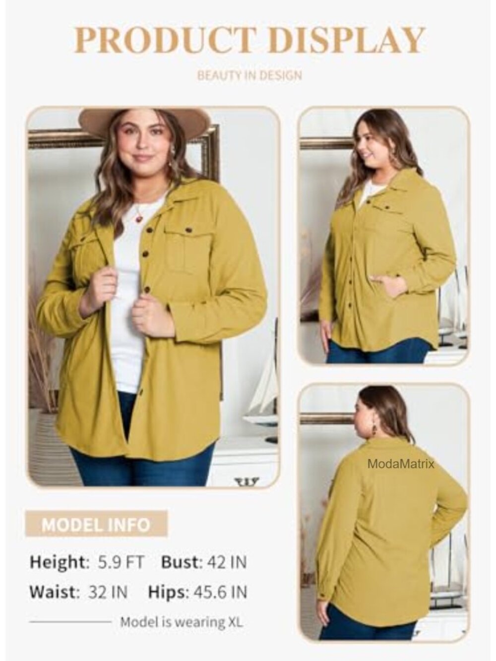 Plus Size Corduroy Shacket Jacket Long Sleeve Button Down Loose Fit - Picture 2 of 6